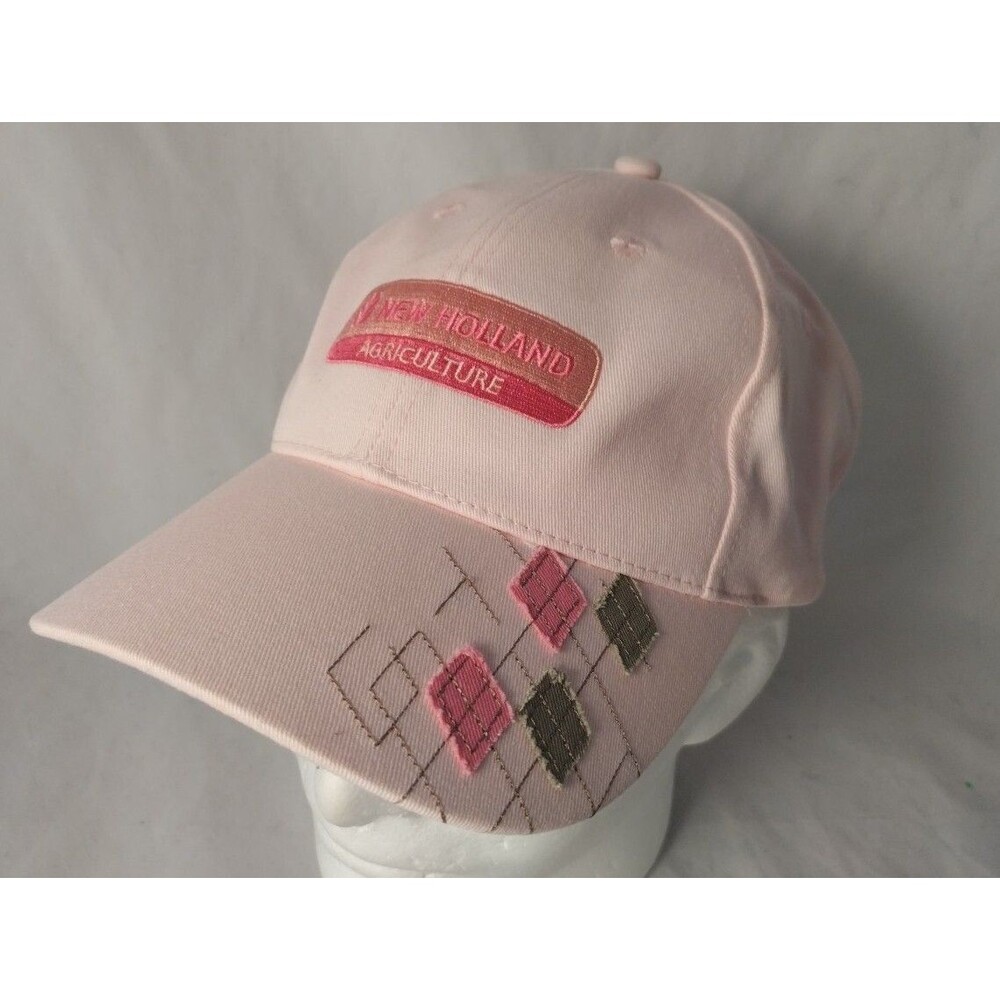 New Holland Agriculture Pink Argyle Adjustable Strapback Hat/Cap-EXCELLENT!